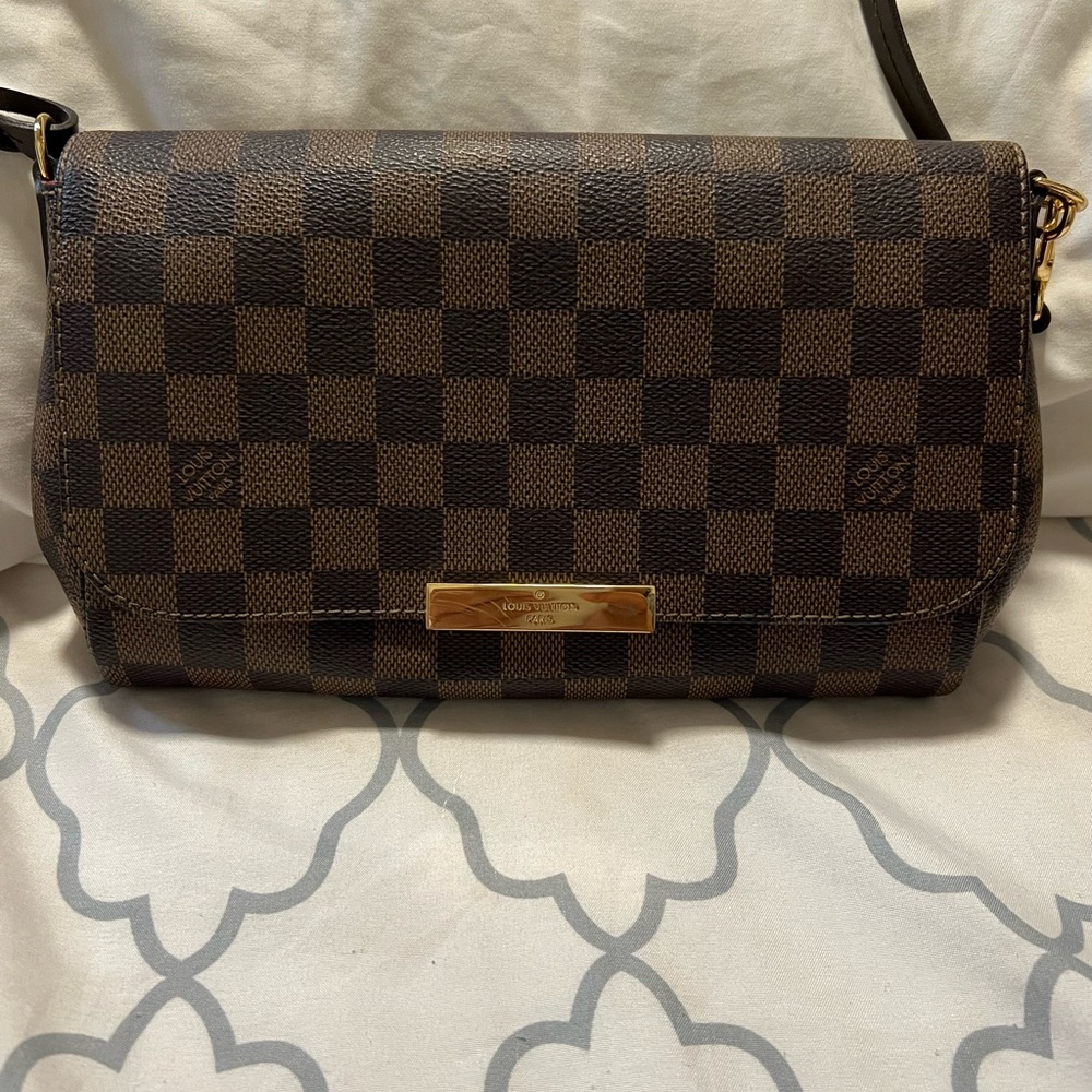 Louis Vuitton Brown and Black Crossbody Bag with Iconic Damier Pattern